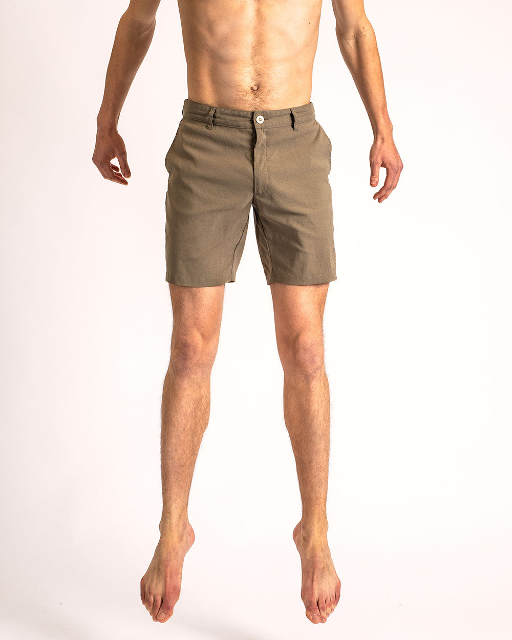 A man wearing the Dusty Desert Shorts.
