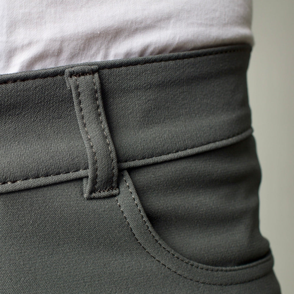Close-up of The Pants by åäö in Rainy Day Gray with a neutral background.