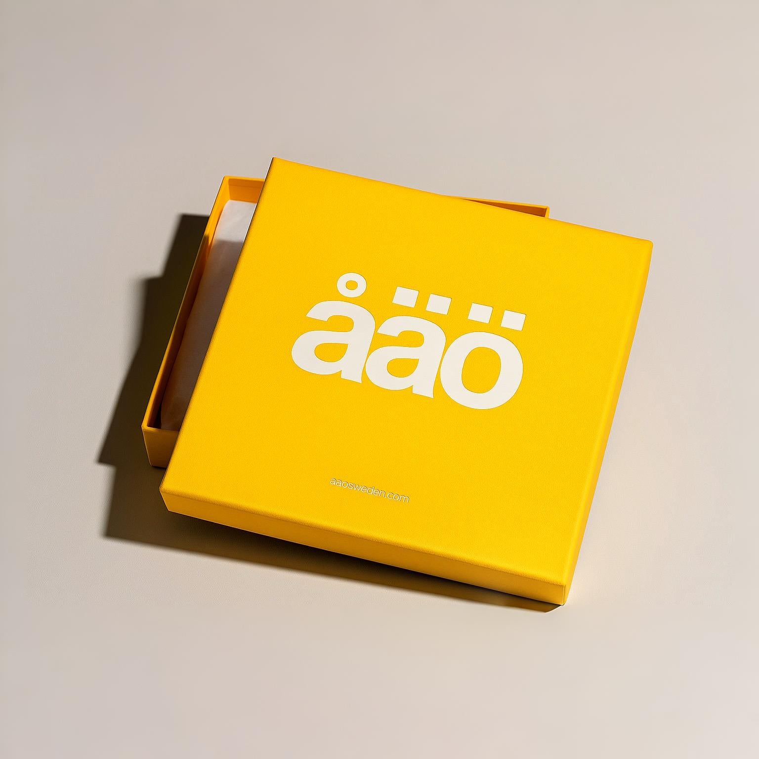 Yellow åäö box on a gray colored background